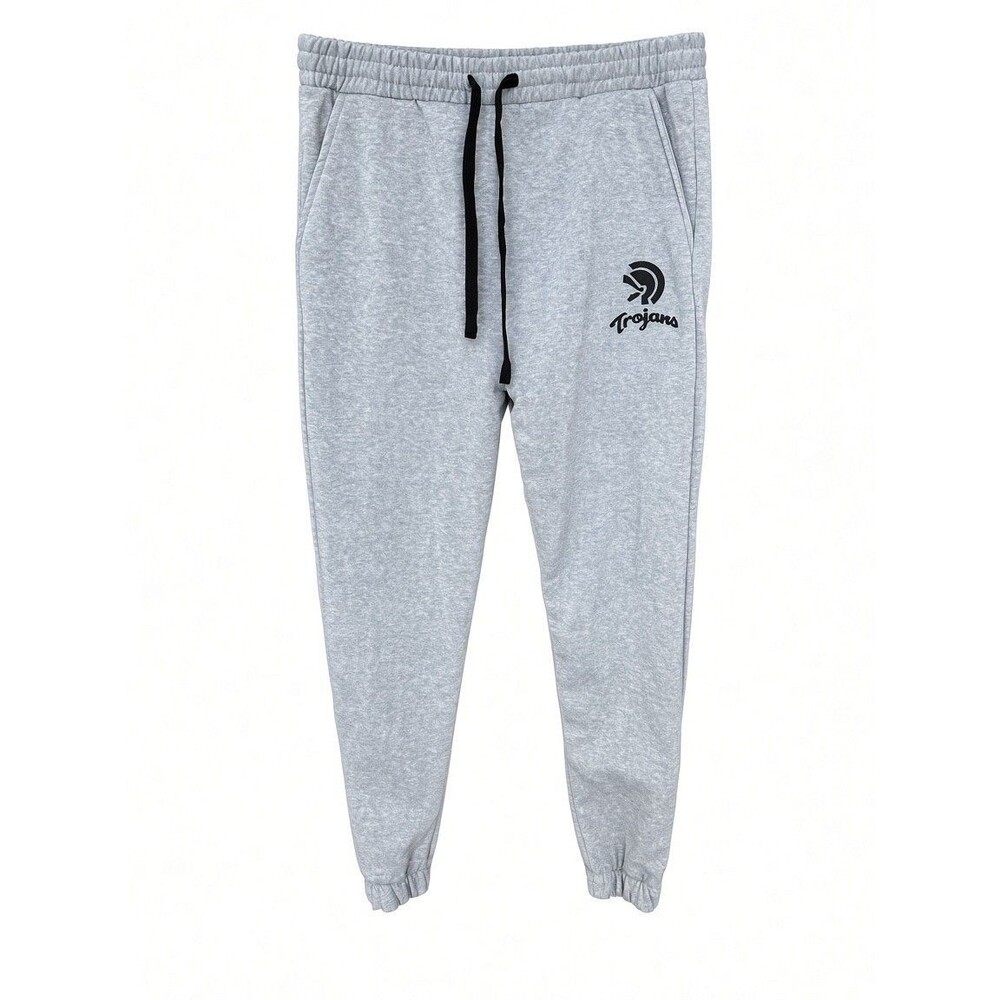 Men's Gray Fleece Trojans Athletic Jogger Pocket Sweatpants Size Large